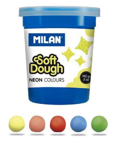 Тесто за моделиране Milan Soft dough - Glitter, 5 цвята х 142 g - 2