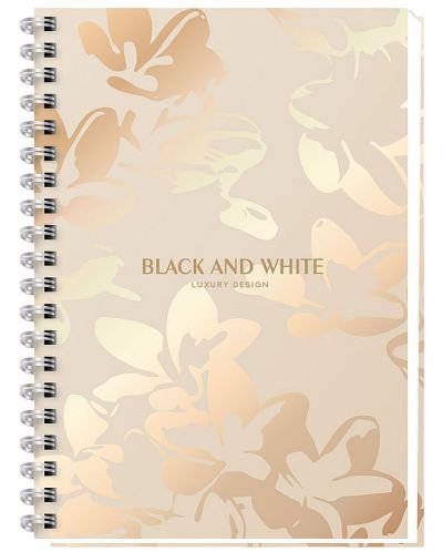 Тетрадка със спирала Black&White - Luxury Flowers, A4, 100 листа, 2 теми, асортимент - 3