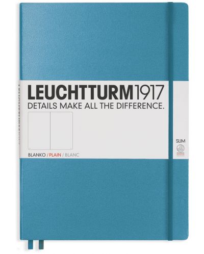Тефтер Leuchtturm1917 Master Slim - А4+, бели страници, Nordic Blue - 1