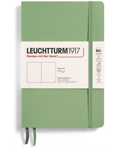 Тефтер Leuchtturm1917 Paperback - B6+, светлозелен, бели листове, меки корици - 1