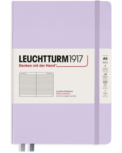 Тефтер Leuchtturm1917 - Medium A5, страници на редове, Lilac - 1