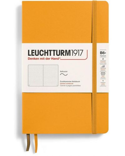 Тефтер Leuchtturm1917 Paperback - B6+, оранжев, страници на точки, меки корици - 1
