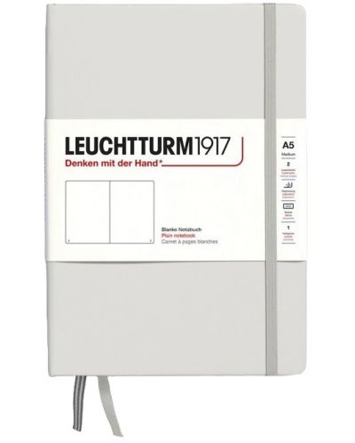 Тефтер Leuchtturm1917 Natural Colors - A5, сив, бели листове, твърди корици - 1