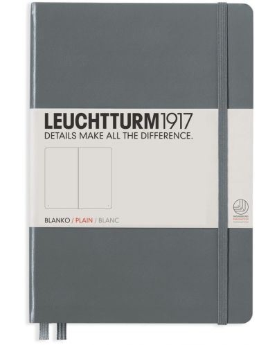 Тефтер Leuchtturm1917 - А5, бели страници, Anthracite - 1