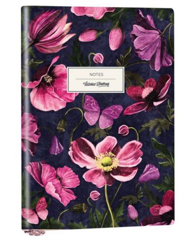 Тефтер Victoria's Journals Florals - Цветя, пластична корица, на точки, 96 листа, А5 - 1