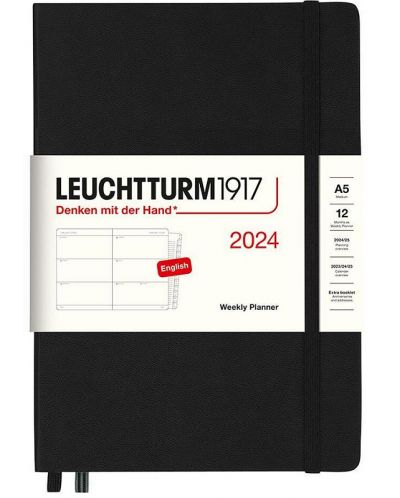 Тефтер Leuchtturm1917 Weekly Planner - A5, черен, 2024 - 1