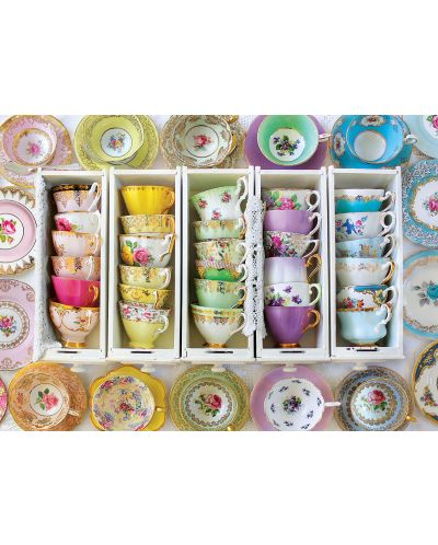 Пъзел Eurographics от 1000 части - Цветни чашки за чай, Алисън Хенли - 2