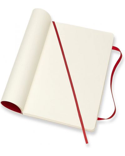 Тефтер с меки корици Moleskine Classic Plain - Червен, бели листове - 3