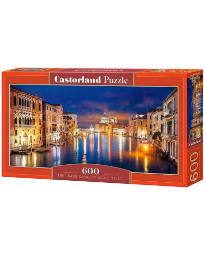 Панорамен пъзел Castorland от 600 части - Канал Гранде през нощта, Венеция - 1