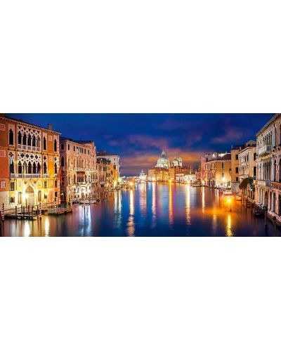Панорамен пъзел Castorland от 600 части - Канал Гранде през нощта, Венеция - 2