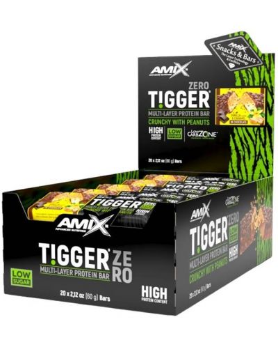 Tigger Zero Bar Box, ванилия и карамел, 20 броя, Amix - 1