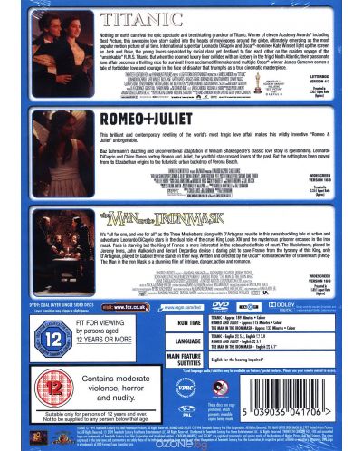 Leonardo Di Caprio Triple Pack - Titanic / The Man In The Iron Mask / Romeo And Juliet (DVD) - 2