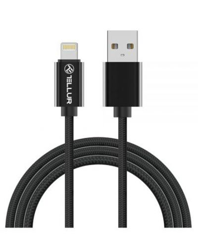 Кабел Tellur - TLL155382, USB-A/Lightning, 1 m, черен - 1