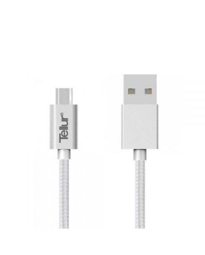 Кабел Tellur - USB/Micro USB, 1 m, сребрист - 1