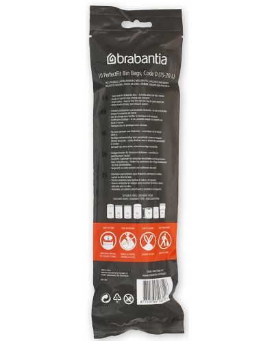 Торба за кош Brabantia - PerfectFit, размер D, 15-20 l, 10 броя - 2