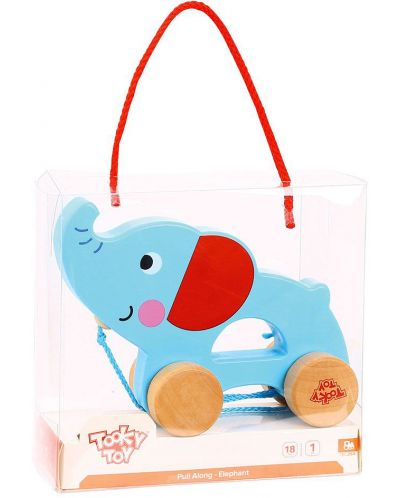 Дървена играчка за дърпане Tooky Toy - Elephant - 2