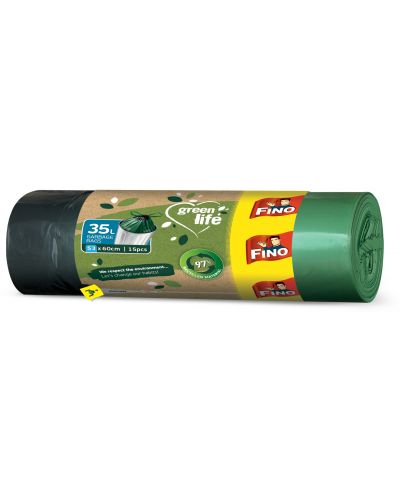 Торби за отпадъци с връзки Fino - Green Life, 35 L, 15 броя, зелени - 1