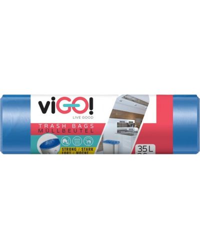 Торби за отпадъци viGО! - Standard, 35 l, 36 броя, сини - 1
