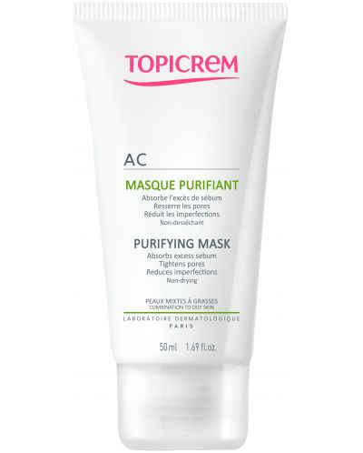 Topicrem AC Почистваща и себорегулираща маска Purifying, 50 ml - 1