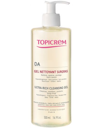 Topicrem DA Почистващ гел за лице и тяло Ultra-Rich, 500 ml - 1