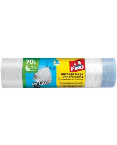 Торби за отпадъци Fino - Color, 70 L, 15 броя, бели - 1