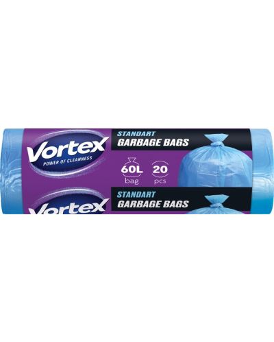 Торби за отпадъци Vortex - Стандарт, 60 l, 20 броя, сини - 1