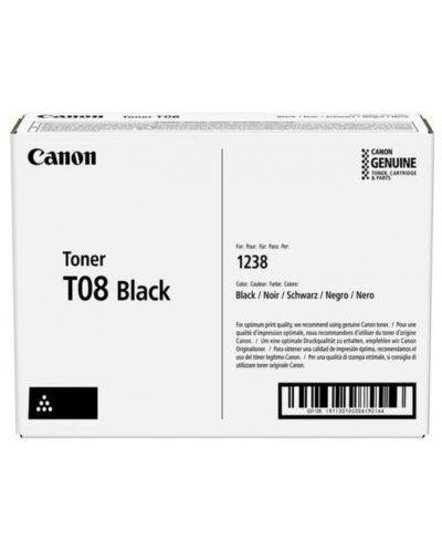 Тонер касета Canon - T08, за i-SENSYS X 1238 Series, черна - 1