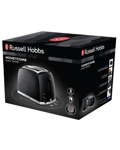 Тостер Russell Hobbs - Honeycomb 2S,26061-56, 850W, 4 степени, черен - 6