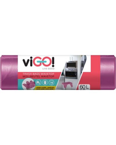 Торби за отпадъци с дръжки viGО! - Standard, с аромат, 60 l, 18 броя, асортимент - 1