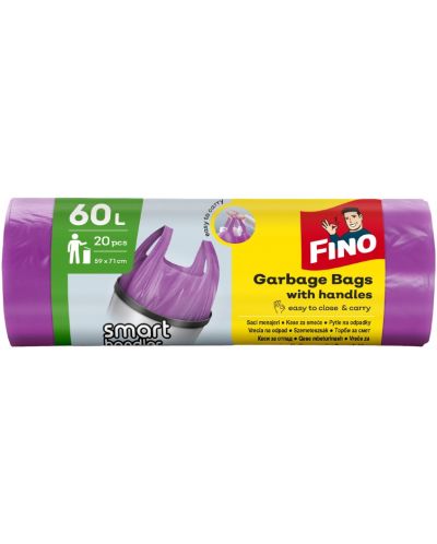 Торби за отпадъци Fino - Color, 60 L, 20 броя, лилави - 1
