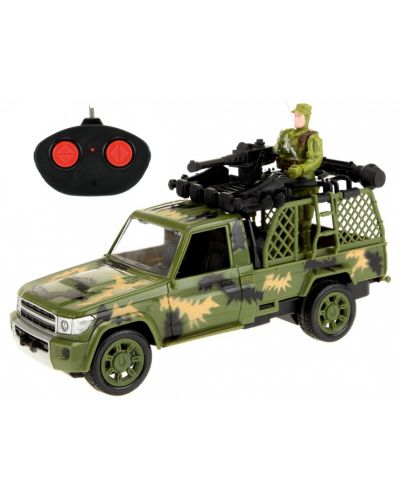 Радиоуправляема количка Toi Toys - Армейски джип с войник, със светлина, асортимент