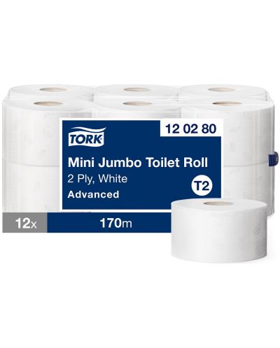 Тоалетна хартия Tork - Soft Mini Jumbo Advanced, Т2, 12 x 170 m - 1