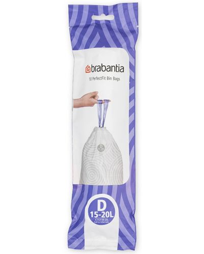 Торба за кош Brabantia - PerfectFit, размер D, 15-20 l, 10 броя - 1