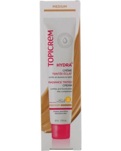 Topicrem Hydra+ Хидратиращ оцветен крем за лице Radiance, Medium, SPF50, 40 ml - 2