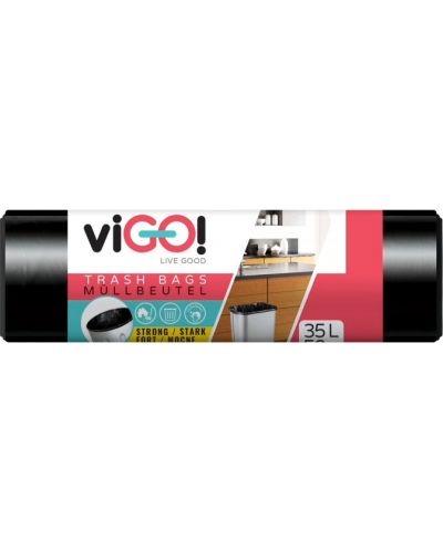 Торби за отпадъци viGО! - Standard, 35 l, 50 броя, черни - 1