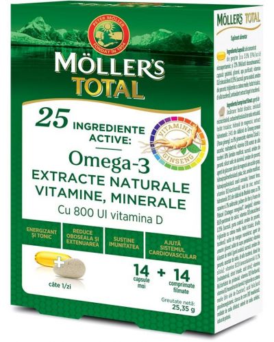 Omega-3, 14 капсули + 14 таблетки, Mollers - 1