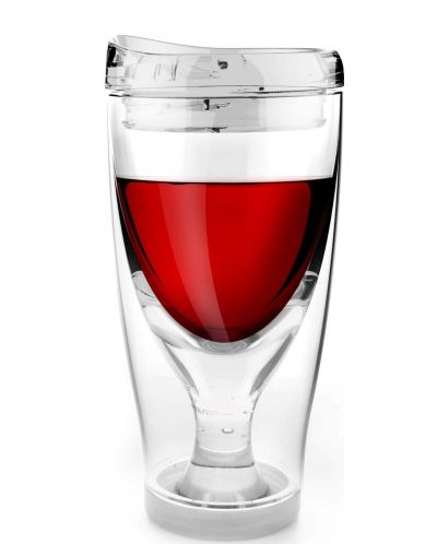 Охлаждаща чаша за вино с капак  Asobu - ICE VINO 2GO, 300 ml, бяла - 1