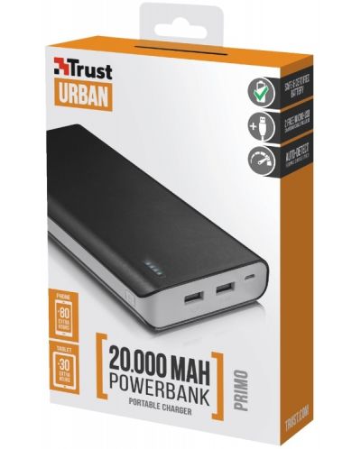 Външна батерия Trust Primo 20 000 mAh - черна - 4