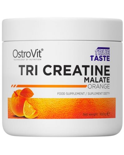 Tri Creatine Malate Powder, портокал, 300 g, OstroVit - 1