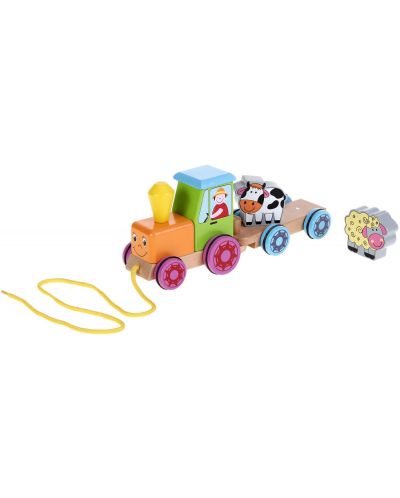 Дървена играчка Andreu Toys - Трактор с животни - 1
