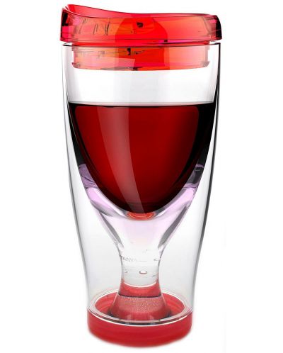 Охлаждаща чаша за вино с капак  Asobu - ICE VINO 2GO, 300 ml, червена - 1