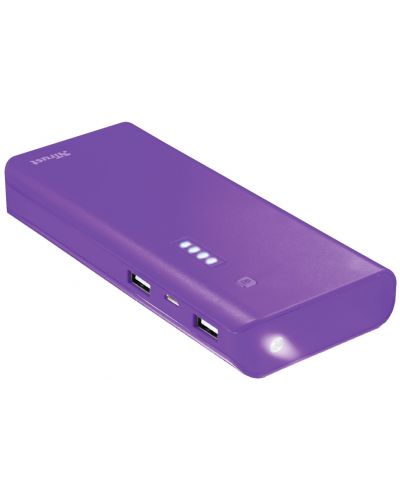Портативна батерия Trust - Primo, 10000 mAh, лилава