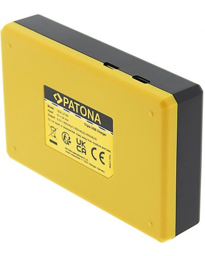 Тройно зарядно устройство Patona - за батерия Canon LP-E6, USB, жълто - 2