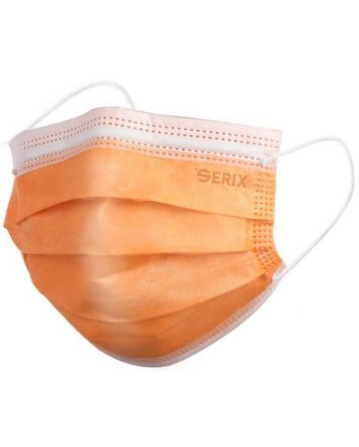 Трислойни медицински маски, оранжеви, 50 броя, Serix - 2