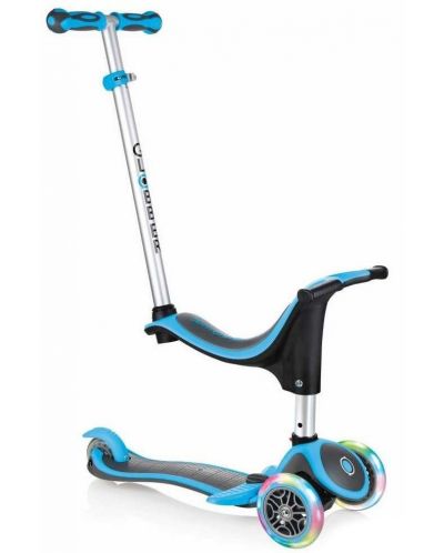 Тротинетка-триколка Globber Evo - Neon Blue, със светещи гуми