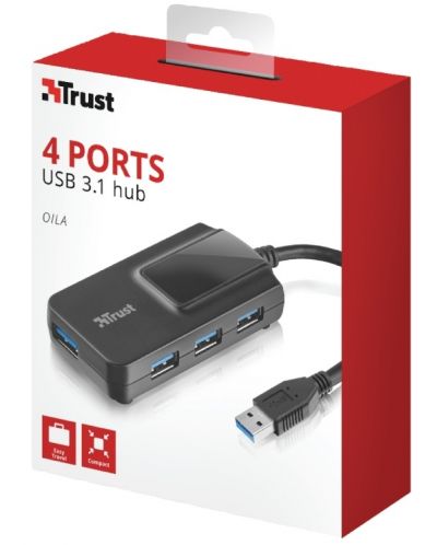 USB хъб Trust Oila 4 Port - USB 3.1 - 4