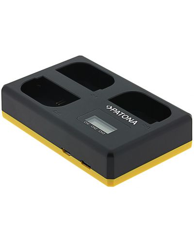 Тройно зарядно устройство Patona - за батерия Canon LP-E6, USB, жълто - 1