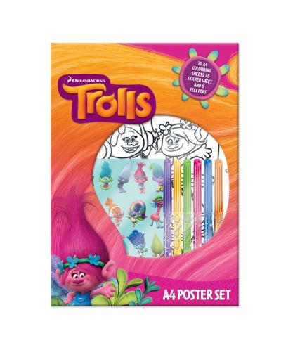 Комплект за оцветяване Trolls A4 Poster Set - 1