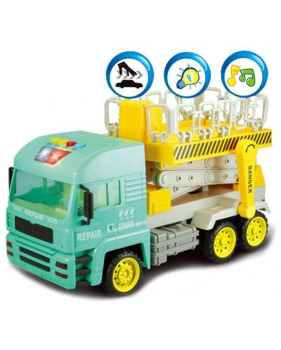 Детска играчка Yifeng Truck City - Фрикционен камион-платформа, със звук и светлина - 1