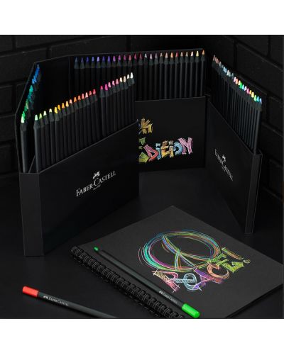 Цветни моливи Faber-Castell Black Edition - 100 цвята, в метална кутия - 3